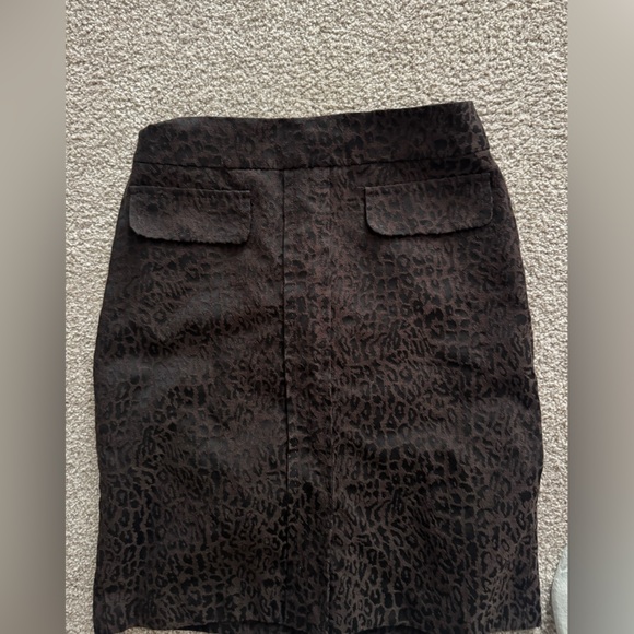 Ann Taylor Brown Leopard Print Pencil Skirt Virgin Wool Animal Women's 6 Petite - Picture 4 of 4